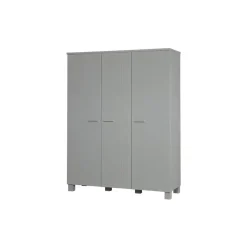 Kledingkasten|Kledingkasten-WOOOD Dennis 3 deurs Kast - Grenen - Betongrijs - 202x158x55