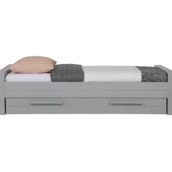 1-Persoons Bedden-WOOOD Dennis Bed Excl Lade - Grenen - Betongrijs - 53x219x95