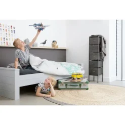 1-Persoons Bedden-WOOOD Dennis Bed Excl Lade - Grenen - Betongrijs - 53x219x95