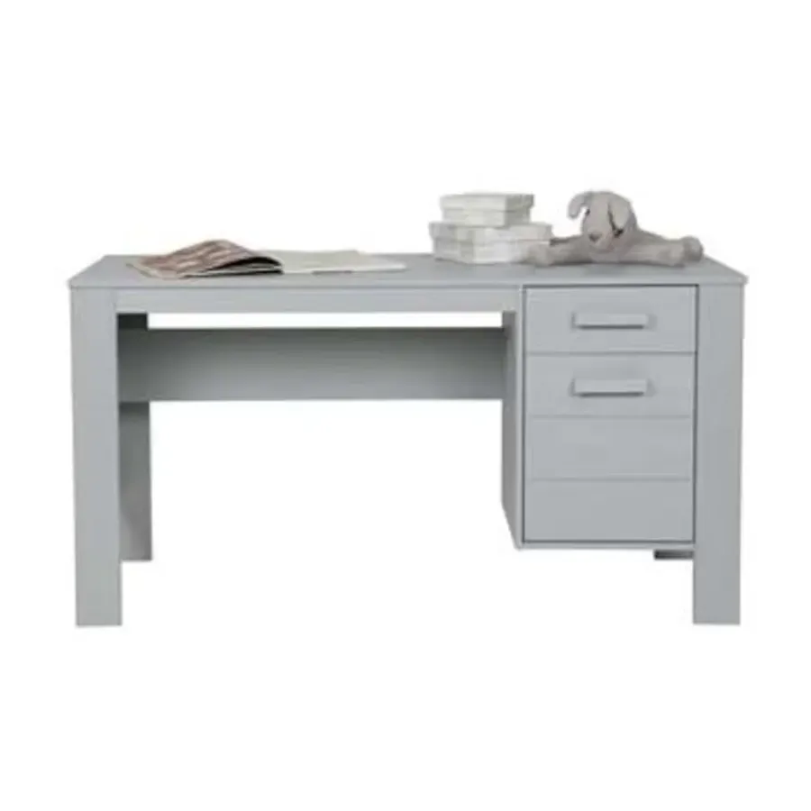 WOOOD Dennis Bureau - Grenen Geborsteld - Betongrijs - 74x141x59