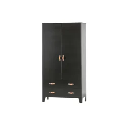 Kledingkasten|Kledingkasten-WOOOD Dian Garderobekast - Grenen - Zwart - 180x94x40