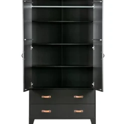 Kledingkasten|Kledingkasten-WOOOD Dian Garderobekast - Grenen - Zwart - 180x94x40