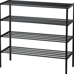 Kledingopbergers-WOOOD Ferro Schoenenrek - Metaal - Zwart - 80x85x35