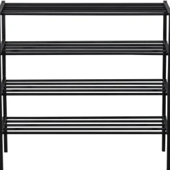 Kledingopbergers-WOOOD Ferro Schoenenrek - Metaal - Zwart - 80x85x35