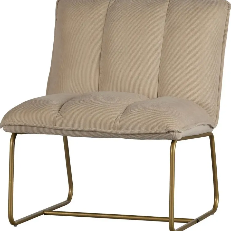 Fauteuils-WOOOD Fie Fauteuil - Ribstof - Zand - 77x64x71