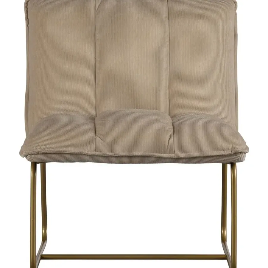 Fauteuils-WOOOD Fie Fauteuil - Ribstof - Zand - 77x64x71