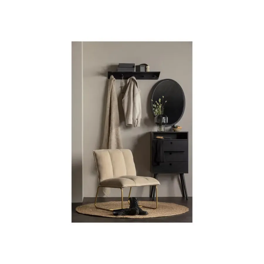 Fauteuils-WOOOD Fie Fauteuil - Ribstof - Zand - 77x64x71