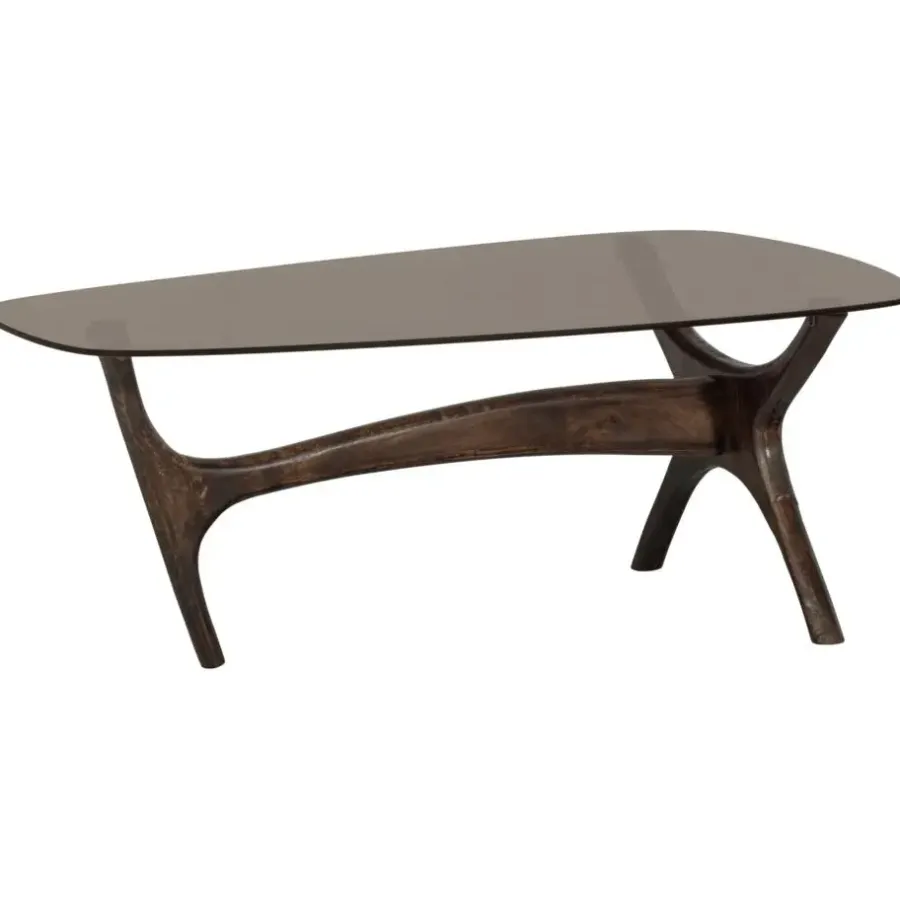 WOOOD Flash Salontafel - Glas/Hout - Walnoot - 42x110x60