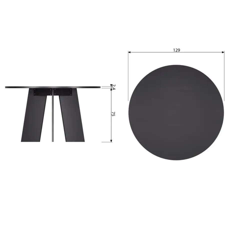 WOOOD Fries Eettafel - Eiken - Blacknight - 75x129x129