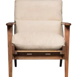 Fauteuils-WOOOD Houston Fauteuil - Bouclé/Hout - Naturel - 86x71x71