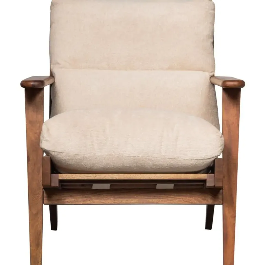 Fauteuils-WOOOD Houston Fauteuil - Bouclé/Hout - Naturel - 86x71x71