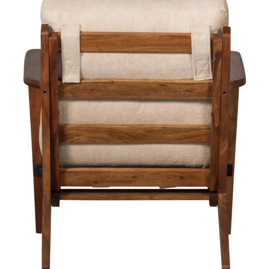 Fauteuils-WOOOD Houston Fauteuil - Bouclé/Hout - Naturel - 86x71x71