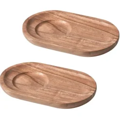 WOOOD Josje Serveer Plateaus - Acacia Hout - Naturel - Set van 8