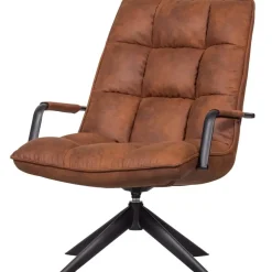 Fauteuils-WOOOD Jouke Draaifauteuil - Kunstleer - Cognac - 96x70x85