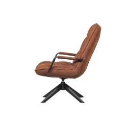Fauteuils-WOOOD Jouke Draaifauteuil - Kunstleer - Cognac - 96x70x85
