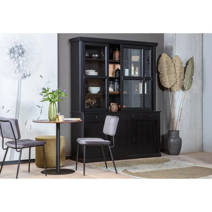 Buffetkasten-WOOOD Lagos Buffetkast - Grenen - Zwart - 214x166x48