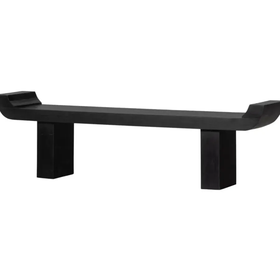 Bankjes-WOOOD Lox Bankje - Hout - Zwart - 35x183x53