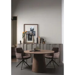 Ronde Eettafels-WOOOD Maan Eettafel - MDF - Walnoot - 75x120x120