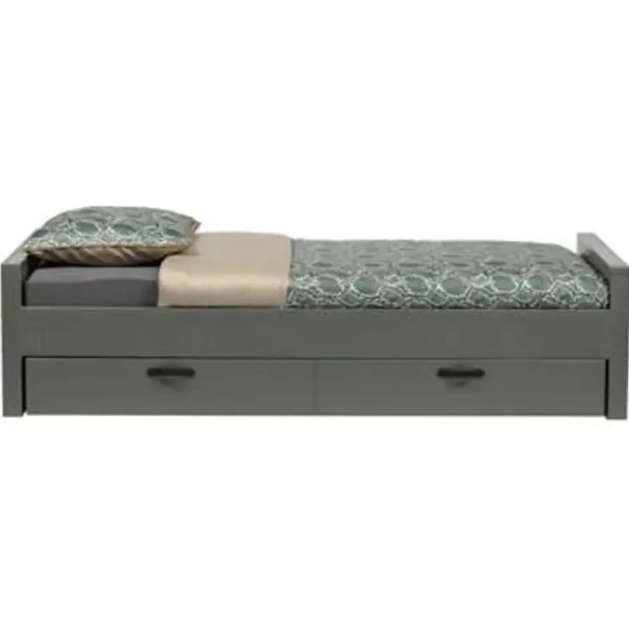 1-Persoons Bedden-WOOOD Morris Bed Excl Lade - Grenen - Leem - 214x53x95
