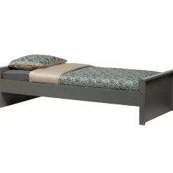 1-Persoons Bedden-WOOOD Morris Bed Incl. Bedlade/Lattenrol - Grenen - Leem - 90x200