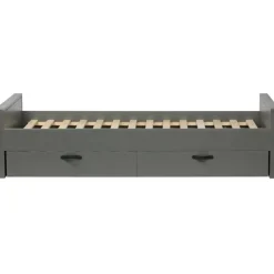1-Persoons Bedden-WOOOD Morris Bed Incl. Bedlade/Lattenrol - Grenen - Leem - 90x200