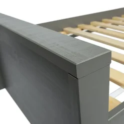 1-Persoons Bedden-WOOOD Morris Bed Incl. Bedlade/Lattenrol - Grenen - Leem - 90x200