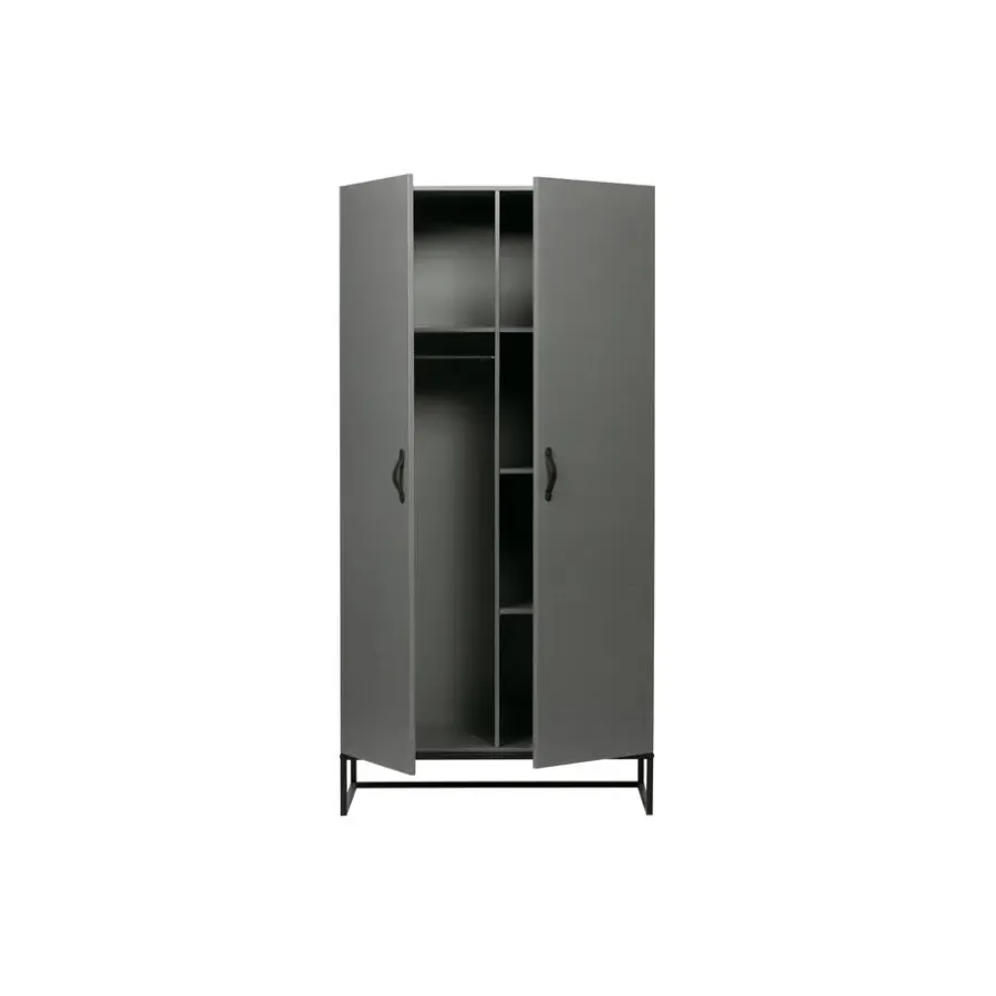 Kledingkasten|Kledingkasten-WOOOD Morris Kast - Grenen - Leem - 195x100x53