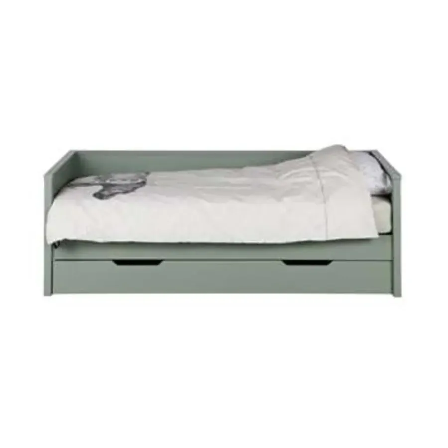 1-Persoons Bedden-WOOOD Nikki Bedbank Excl Lade - Grenen - Jadegroen - 73x208x100