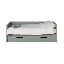 1-Persoons Bedden-WOOOD Nikki Bedbank Excl Lade - Grenen - Jadegroen - 73x208x100