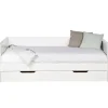 1-Persoons Bedden-WOOOD Nikki Bedbank Incl Bedlade/Lattenrol - Grenen - Wit - 73x208x100