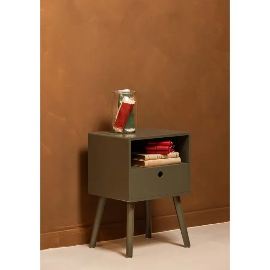 Nachtkastjes|Nachtkastjes-WOOOD Ozzy Nachtkastje Hout Warm Groen 53x36x30