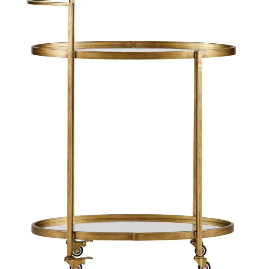 Trolleys-WOOOD Push Trolley - Metaal - Antique Brass - 86x67x35