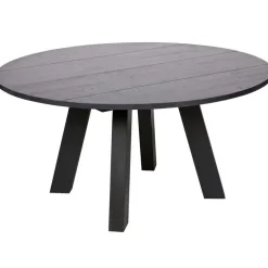 Industriële Eettafels|Ronde Eettafels-WOOOD Rhonda Eetkamertafel XL - Eiken - Blacknight - Ø150 cm