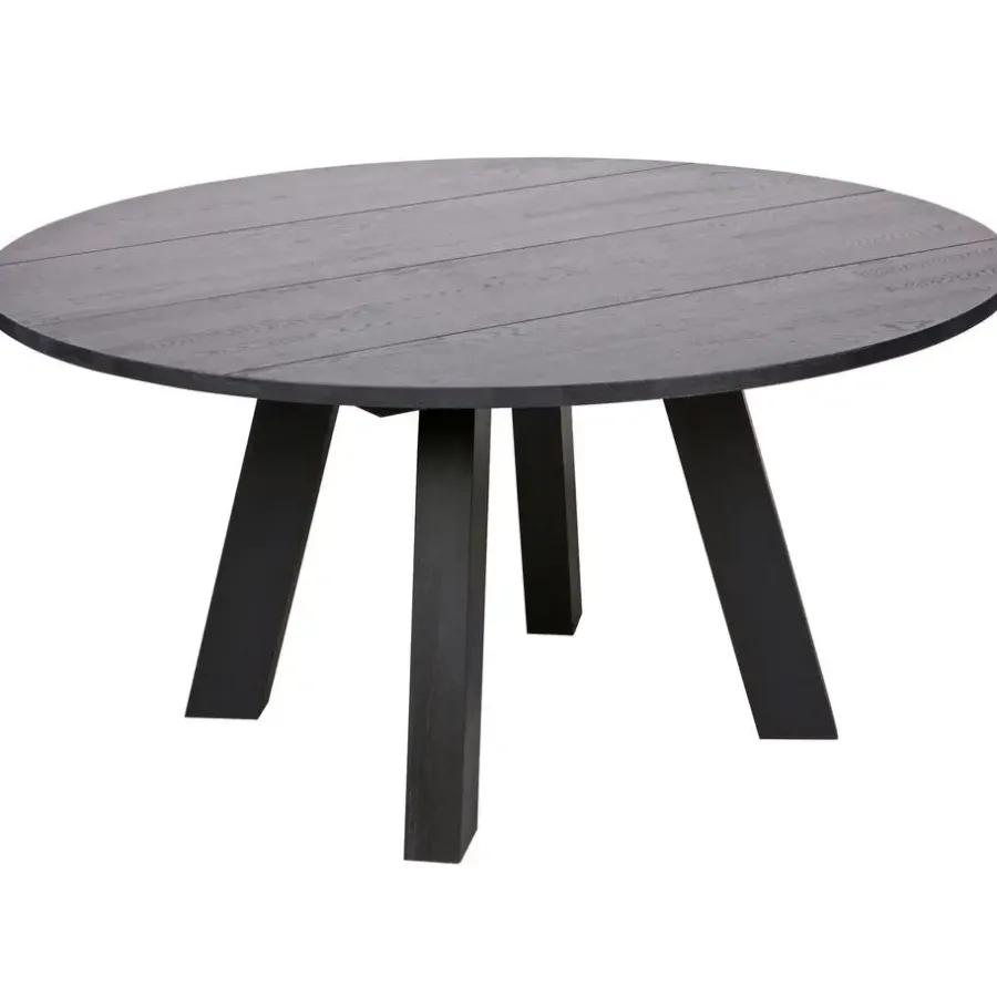 Industriële Eettafels|Ronde Eettafels-WOOOD Rhonda Eetkamertafel XL - Eiken - Blacknight - Ø150 cm