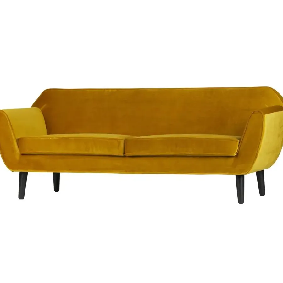 3,5 En 4-Zits Banken-WOOOD Rocco 2-Zits Bank - Velvet - Oker - 75x187x82