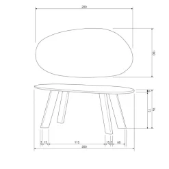 Ovale Eettafels-WOOOD Roundly Eetkamertafel - Mangohout - Walnoot - 76x200x100
