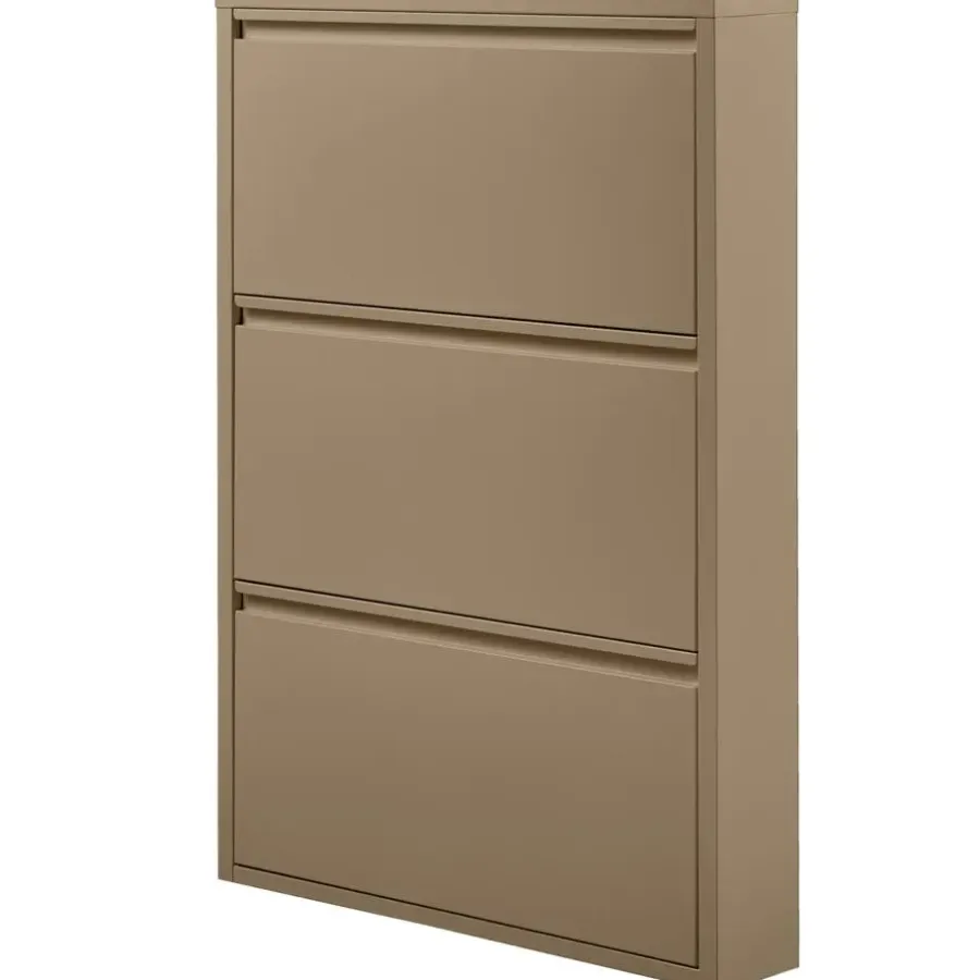 Schoenenkasten-WOOOD Sabine 3-Vaks Schoenenkast - Metaal - Zand - 103x66x16
