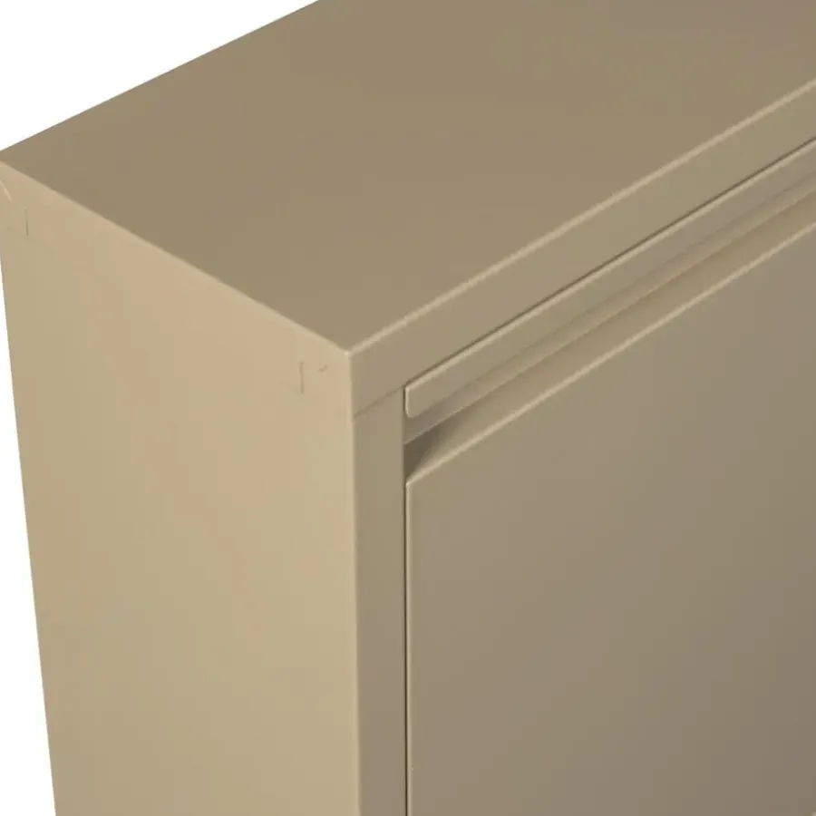Schoenenkasten-WOOOD Sabine 3-Vaks Schoenenkast - Metaal - Zand - 103x66x16