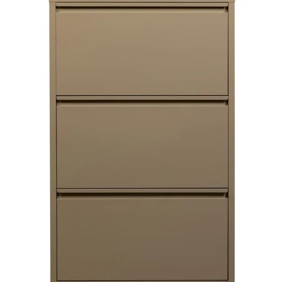 Schoenenkasten-WOOOD Sabine 3-Vaks Schoenenkast - Metaal - Zand - 103x66x16