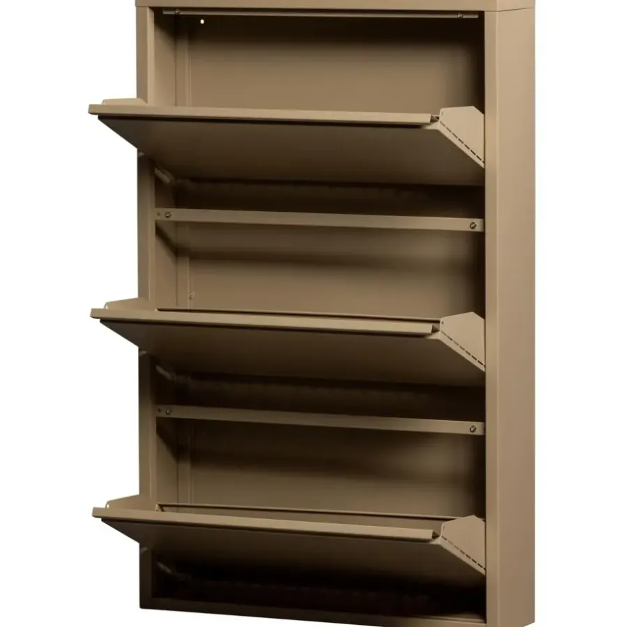 Schoenenkasten-WOOOD Sabine 3-Vaks Schoenenkast - Metaal - Zand - 103x66x16