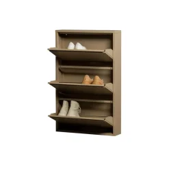 Schoenenkasten-WOOOD Sabine 3-Vaks Schoenenkast - Metaal - Zand - 103x66x16