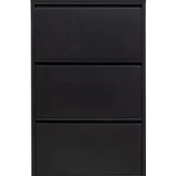 Schoenenkasten-WOOOD Sabine 3-Vaks Schoenenkast - Metaal - Zwart - 103x66x16
