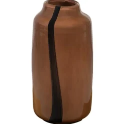 Vazen-WOOOD Selena Vaas Met Streep - Glas - Bruin - 35x18x18