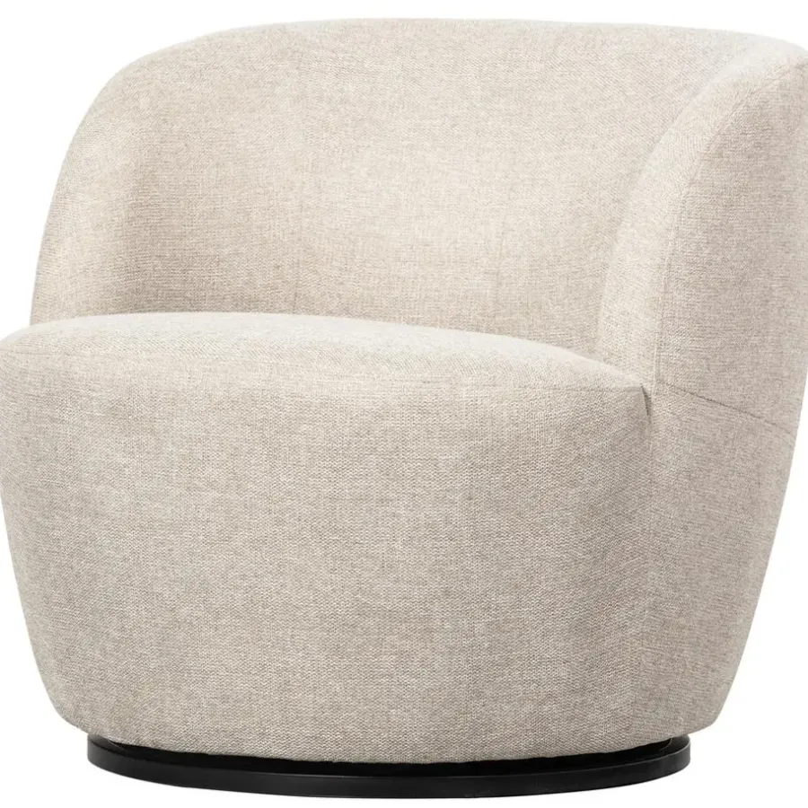 Fauteuils-WOOOD Serra Draaifauteuil - Polyester - Off White - 68x70x77