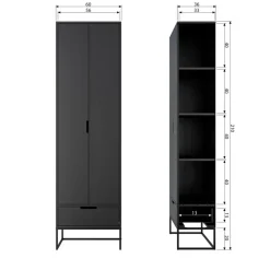 WOOOD Silas Hoge Kast - Grenen - Dust - 210x60x36