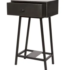 Sidetables-WOOOD Skybox Sidetable - Hout/Metaal - Zwart - 70x45x30