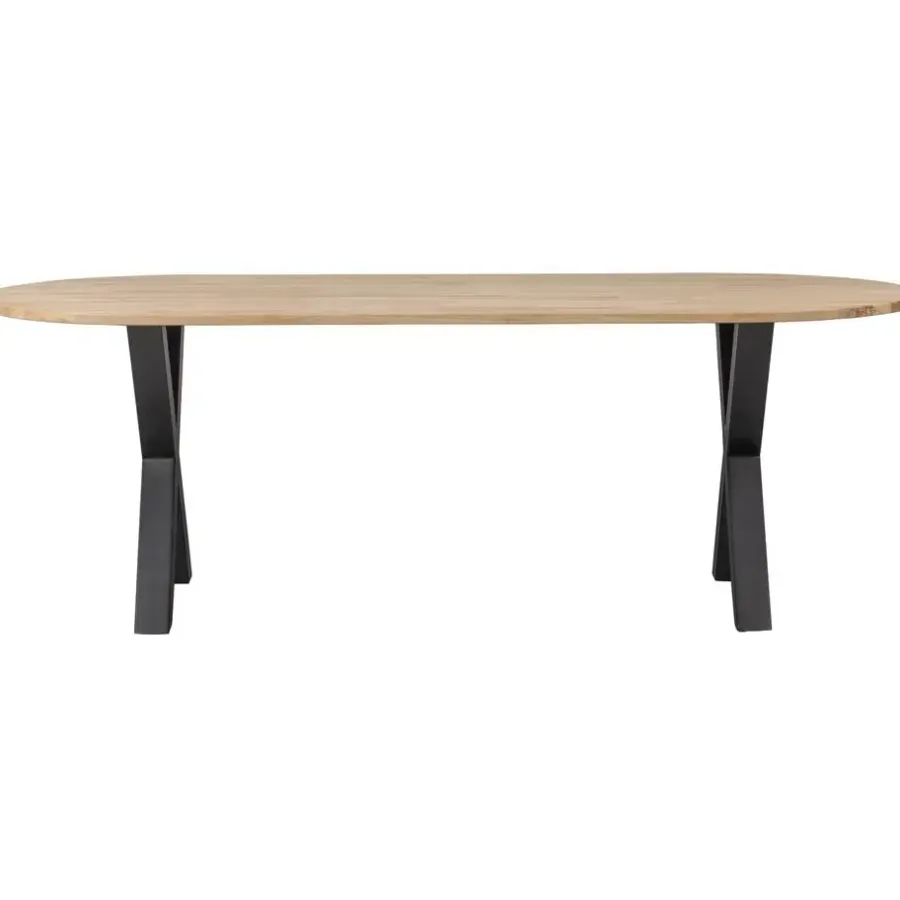 WOOOD Tablo Tafel Ovaal met Alkmaar Poot - Eiken/Metaal - 75x220x90
