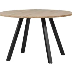 Ronde Eettafels-WOOOD Tablo Tafel Rond met 2-Standen Poot - Eiken/Metaal - 75x120x120
