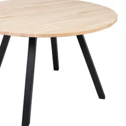 Ronde Eettafels-WOOOD Tablo Tafel Rond met 2-Standen Poot - Eiken/Metaal - 75x120x120