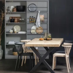 WOOOD Tablo Tafelblad - Mango Visgraat - White Wash - 5,5x200x90